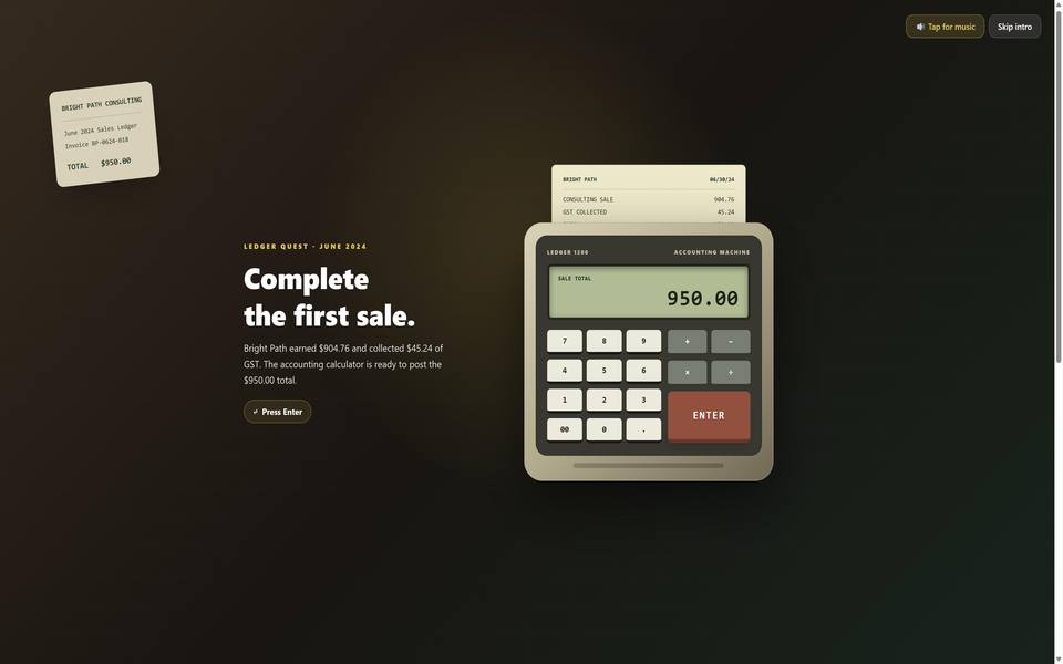 Ledger Quest bookkeeping course screenshot